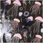 DRUCKSTOFF BESCHICHTET MERMAID QUALLEN SCHWARZ-NEON HOT FOIL