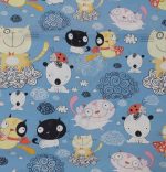 Tela animales divertidos fondo azul