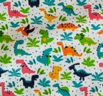 Tela de dinosaurios multicolor