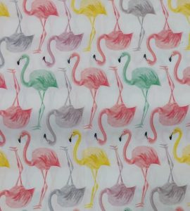 Tela flamencos colores fondo blanco