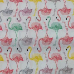 Tela flamencos colores fondo blanco